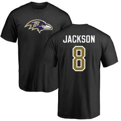 Lamar Jackson Black Name & Number Logo - #8 Football Baltimore Ravens T-Shirt