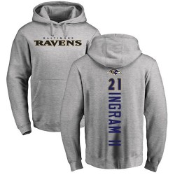 Mark Ingram II Ash Backer - #21 Football Baltimore Ravens Pullover Hoodie