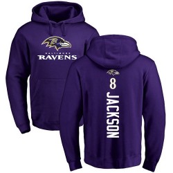 Lamar Jackson Purple Backer - #8 Football Baltimore Ravens Pullover Hoodie