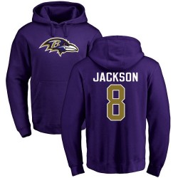 Lamar Jackson Purple Name & Number Logo - #8 Football Baltimore Ravens Pullover Hoodie