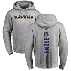 Marquise Brown Ash Backer - #15 Football Baltimore Ravens Pullover Hoodie