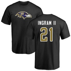 Mark Ingram II Black Name & Number Logo - #21 Football Baltimore Ravens T-Shirt