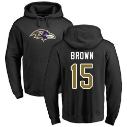 Marquise Brown Black Name & Number Logo - #15 Football Baltimore Ravens Pullover Hoodie