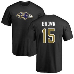 Marquise Brown Black Name & Number Logo - #15 Football Baltimore Ravens T-Shirt