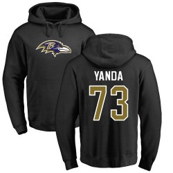 Marshal Yanda Black Name & Number Logo - #73 Football Baltimore Ravens Pullover Hoodie