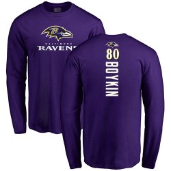 Miles Boykin Purple Backer - #80 Football Baltimore Ravens Long Sleeve T-Shirt