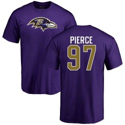 Michael Pierce Purple Name & Number Logo - #97 Football Baltimore Ravens T-Shirt