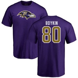Miles Boykin Purple Name & Number Logo - #80 Football Baltimore Ravens T-Shirt