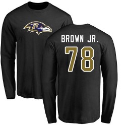Orlando Brown Jr. Black Name & Number Logo - #78 Football Baltimore Ravens Long Sleeve T-Shirt