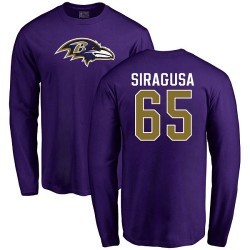 Nico Siragusa Purple Name & Number Logo - #65 Football Baltimore Ravens Long Sleeve T-Shirt