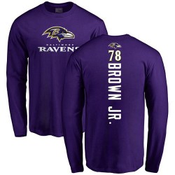 Orlando Brown Jr. Purple Backer - #78 Football Baltimore Ravens Long Sleeve T-Shirt