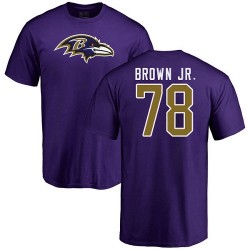 Orlando Brown Jr. Purple Name & Number Logo - #78 Football Baltimore Ravens T-Shirt