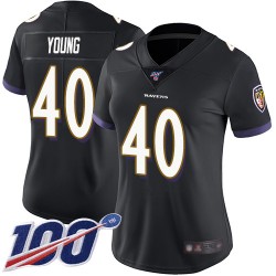 Limited Women's Kenny Young Black Alternate Jersey - #40 Football Baltimore Ravens 100th Season Vapor Untouchable