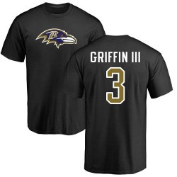 Robert Griffin III Black Name & Number Logo - #3 Football Baltimore Ravens T-Shirt