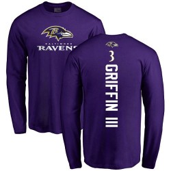 Robert Griffin III Purple Backer - #3 Football Baltimore Ravens Long Sleeve T-Shirt