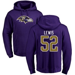 Ray Lewis Purple Name & Number Logo - #52 Football Baltimore Ravens Pullover Hoodie