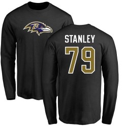 Ronnie Stanley Black Name & Number Logo - #79 Football Baltimore Ravens Long Sleeve T-Shirt