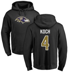 Sam Koch Black Name & Number Logo - #4 Football Baltimore Ravens Pullover Hoodie