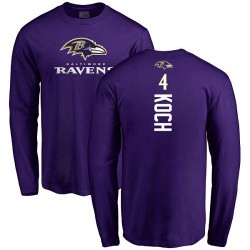 Sam Koch Purple Backer - #4 Football Baltimore Ravens Long Sleeve T-Shirt