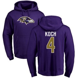 Sam Koch Purple Name & Number Logo - #4 Football Baltimore Ravens Pullover Hoodie