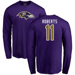 Seth Roberts Purple Name & Number Logo - #11 Football Baltimore Ravens Long Sleeve T-Shirt