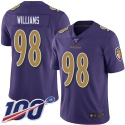Limited Men's Brandon Williams Purple Jersey - #98 Football Baltimore Ravens 100th Season Rush Vapor Untouchable