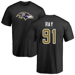 Shane Ray Black Name & Number Logo - #91 Football Baltimore Ravens T-Shirt