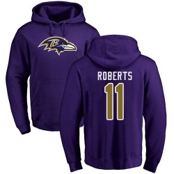 Seth Roberts Purple Name & Number Logo - #11 Football Baltimore Ravens Pullover Hoodie