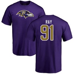 Shane Ray Purple Name & Number Logo - #91 Football Baltimore Ravens T-Shirt