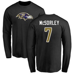 Trace McSorley Black Name & Number Logo - #7 Football Baltimore Ravens Long Sleeve T-Shirt