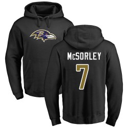Trace McSorley Black Name & Number Logo - #7 Football Baltimore Ravens Pullover Hoodie