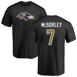 Trace McSorley Black Name & Number Logo - #7 Football Baltimore Ravens T-Shirt