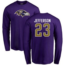 Tony Jefferson Purple Name & Number Logo - #23 Football Baltimore Ravens Long Sleeve T-Shirt