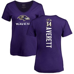 Women's Anthony Averett Purple Backer - #34 Football Baltimore Ravens T-Shirt
