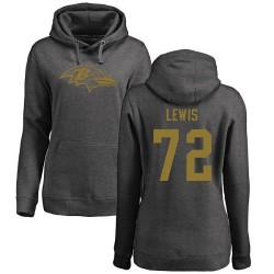 Women's Alex Lewis Ash One Color - #72 Football Baltimore Ravens Pullover Hoodie