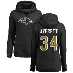 Women's Anthony Averett Black Name & Number Logo - #34 Football Baltimore Ravens Pullover Hoodie