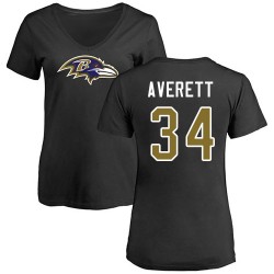 Women's Anthony Averett Black Name & Number Logo - #34 Football Baltimore Ravens T-Shirt