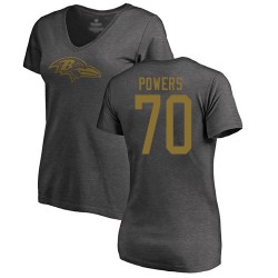 Women's Ben Powers Ash One Color - #70 Football Baltimore Ravens T-Shirt
