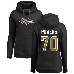 Women's Ben Powers Black Name & Number Logo - #70 Football Baltimore Ravens Pullover Hoodie