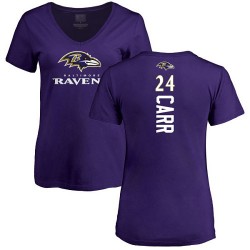 Women's Brandon Carr Purple Backer - #24 Football Baltimore Ravens T-Shirt
