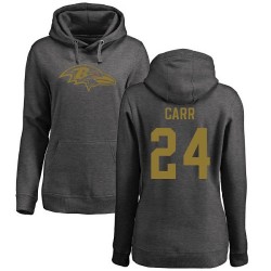 Women's Brandon Carr Ash One Color - #24 Football Baltimore Ravens Pullover Hoodie