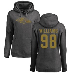 Women's Brandon Williams Ash One Color - #98 Football Baltimore Ravens Pullover Hoodie