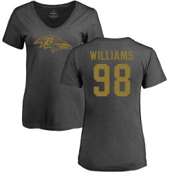 Women's Brandon Williams Ash One Color - #98 Football Baltimore Ravens T-Shirt