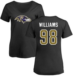 Women's Brandon Williams Black Name & Number Logo - #98 Football Baltimore Ravens T-Shirt