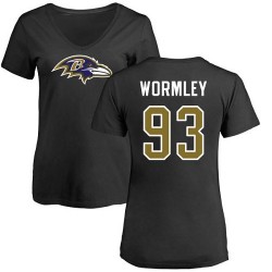 Women's Chris Wormley Black Name & Number Logo - #93 Football Baltimore Ravens T-Shirt