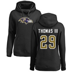 Women's Earl Thomas III Black Name & Number Logo - #29 Football Baltimore Ravens Pullover Hoodie