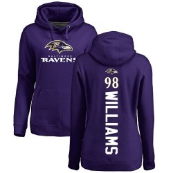 Women's Brandon Williams Purple Backer - #98 Football Baltimore Ravens Pullover Hoodie
