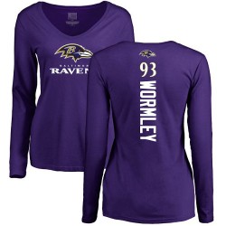 Women's Chris Wormley Purple Backer - #93 Football Baltimore Ravens Long Sleeve T-Shirt