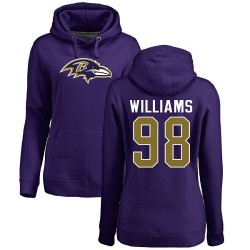 Women's Brandon Williams Purple Name & Number Logo - #98 Football Baltimore Ravens Pullover Hoodie