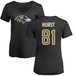 Women's Hayden Hurst Black Name & Number Logo - #81 Football Baltimore Ravens T-Shirt